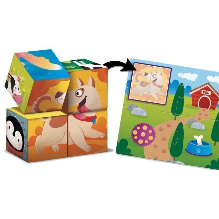 Jeu éducatif 2-en-1 - LISCIANI - Montessori Baby Bois - Cubes et logique - Animaux et associations - Dès 2 ans