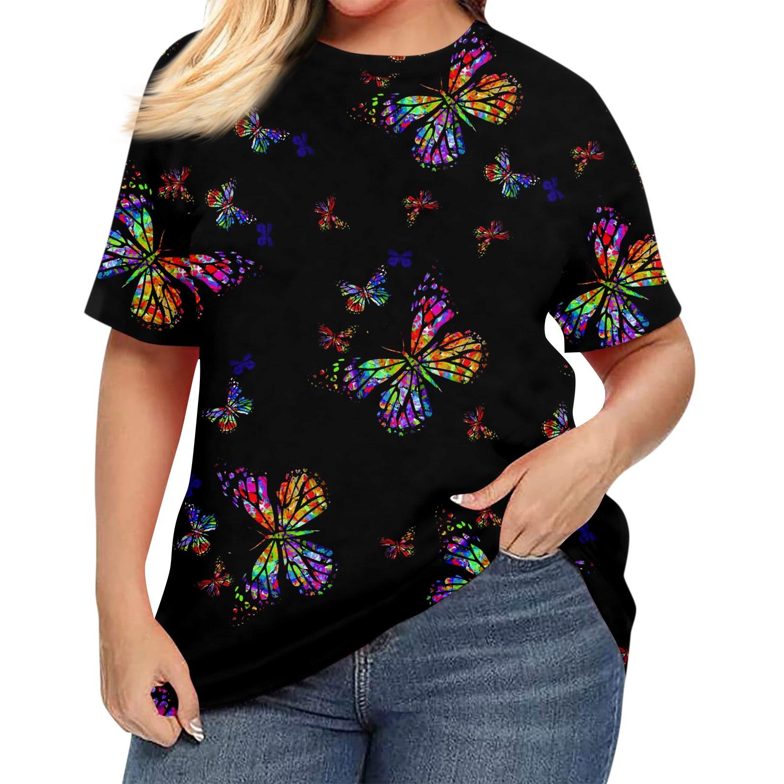 

Женская рубашка с коротким рукавом, круглый вырез, футболка больших размеров, повседневные топы с принтом XXXL чёрный