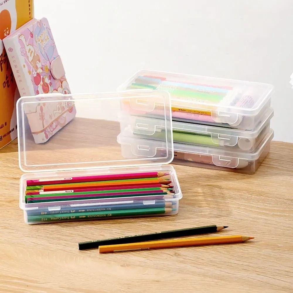 Buckled Desktop Storage Box Plastic Stationery Box Waterproof Pencil Case  School Office