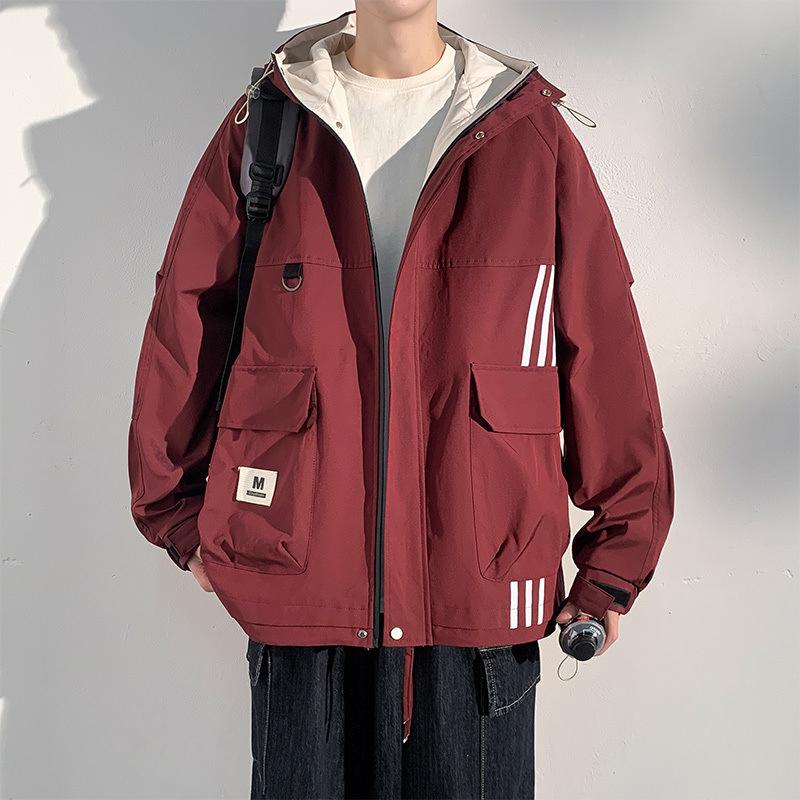 Hooded Jacket Men's Spring and Autumn Trendy Loose Handsome Casual Jacket Large Size Loose Youth Jacket Men's Jacket