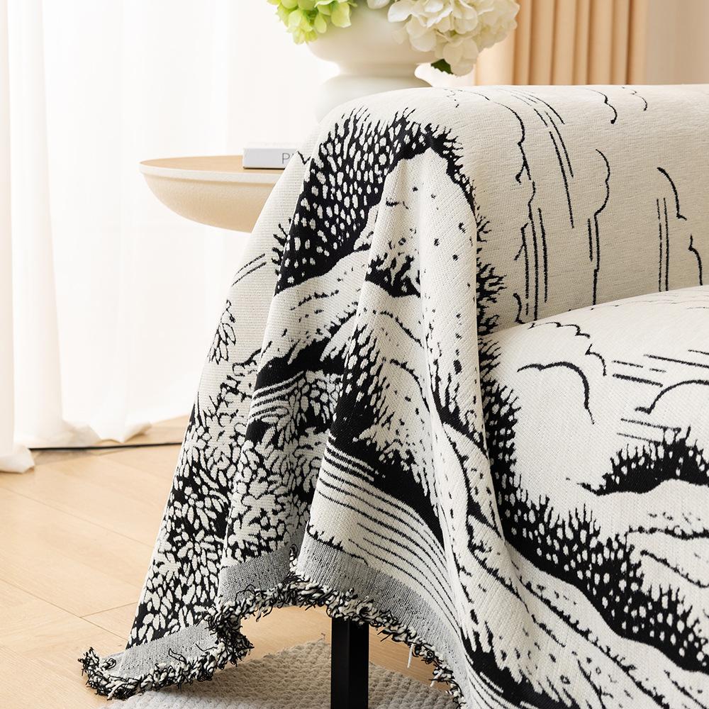 Зимнее утолщенное плюшевое полотенце для дивана Mountain Running Water Full Cover Fabric — фото 7