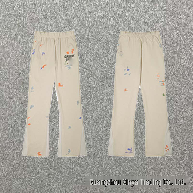 GALLERY DEPT Bluza Unisex z Kapturem Bawełniana z Plamami Farby Graffiti - Jesienna Luźna