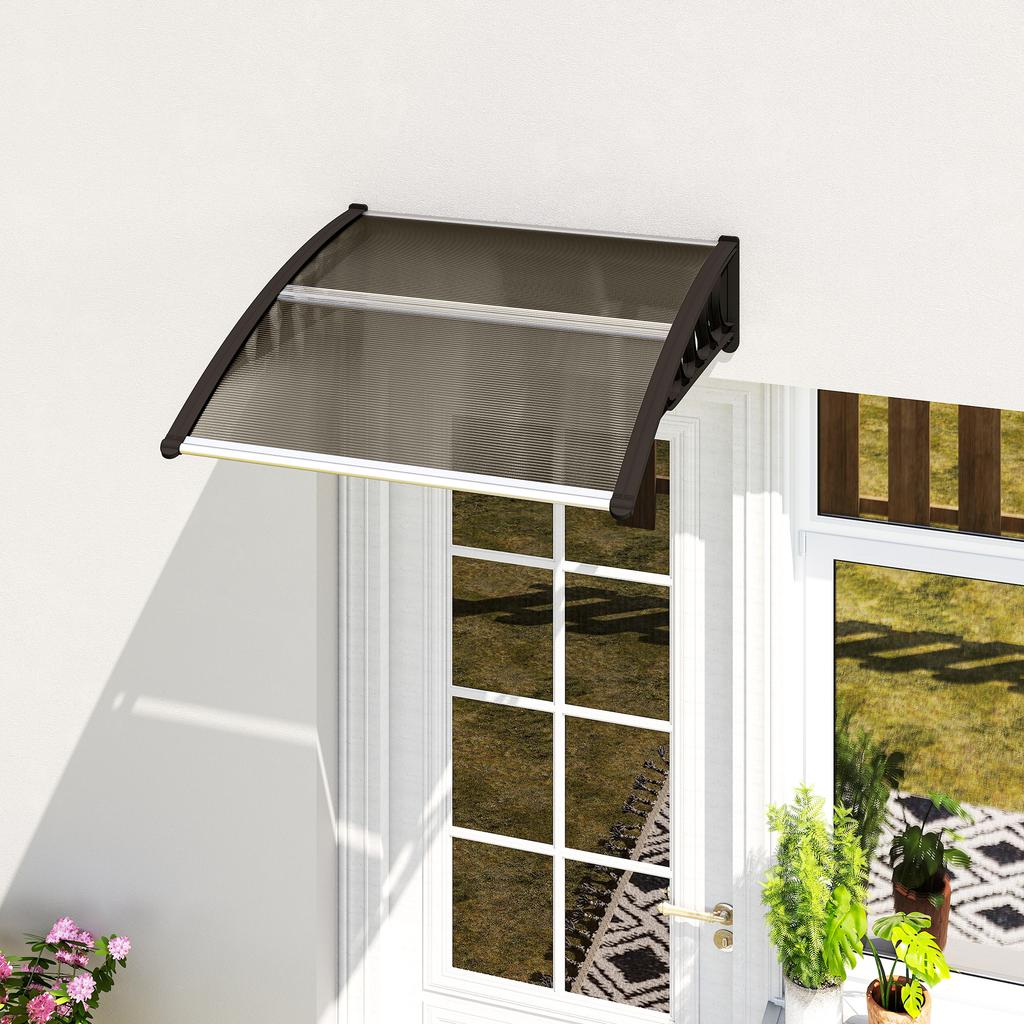 Front Door Canopy, Outdoor Awning, Rain Shelter for Window, Porch and Front/Back Door, 103 X 96.5 Cm, Brown