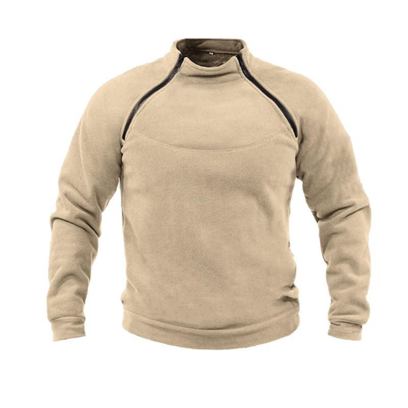 Mens Fleece Jacket Sweatshirt  Military Pullover Jackets Thick Warm Long Sleeve Zipper Winter Tops