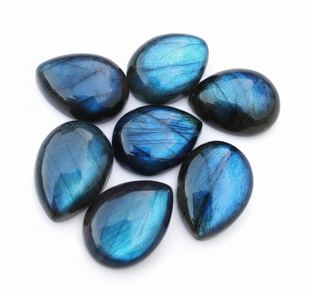 Natural Blue Flash Labradorite Pear Shape Cabochon Gemstone AAA Quality All Sizes