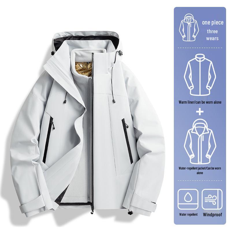

Men s Autumn/Winter 3-in-1 Outdoor Mountain Climbing Jacket – Windproof, Waterproof, with Graphene Lining 4XL