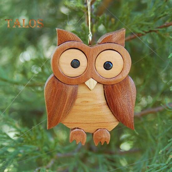 Weihnachtsschmuck in Tierform mit Umhängeband, Hirsch, Eule, Fuchs, handgeschnitzt, aus Holz, Weihnachtsbaum, Heimdekoration