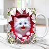 3D Kitten Cat Hole In Wall Ceramic Coffee Mug Tea Mug Gift Mug