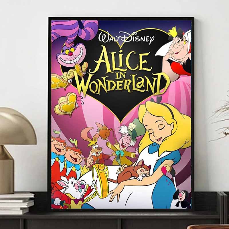 Disney Diamond Painting: Alice in Wonderland Classic Animation Poster Cute DIY Rhinestone Mosaic Cross Stitch Kit Embroidery Gift for Home Decor