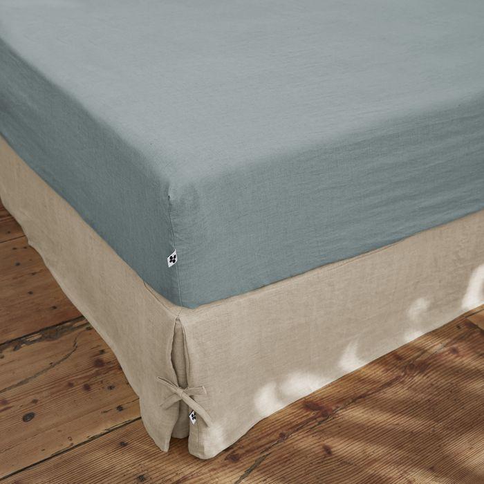 Drap Housse en Lin Lavé 140 x 190 cm Ardoise