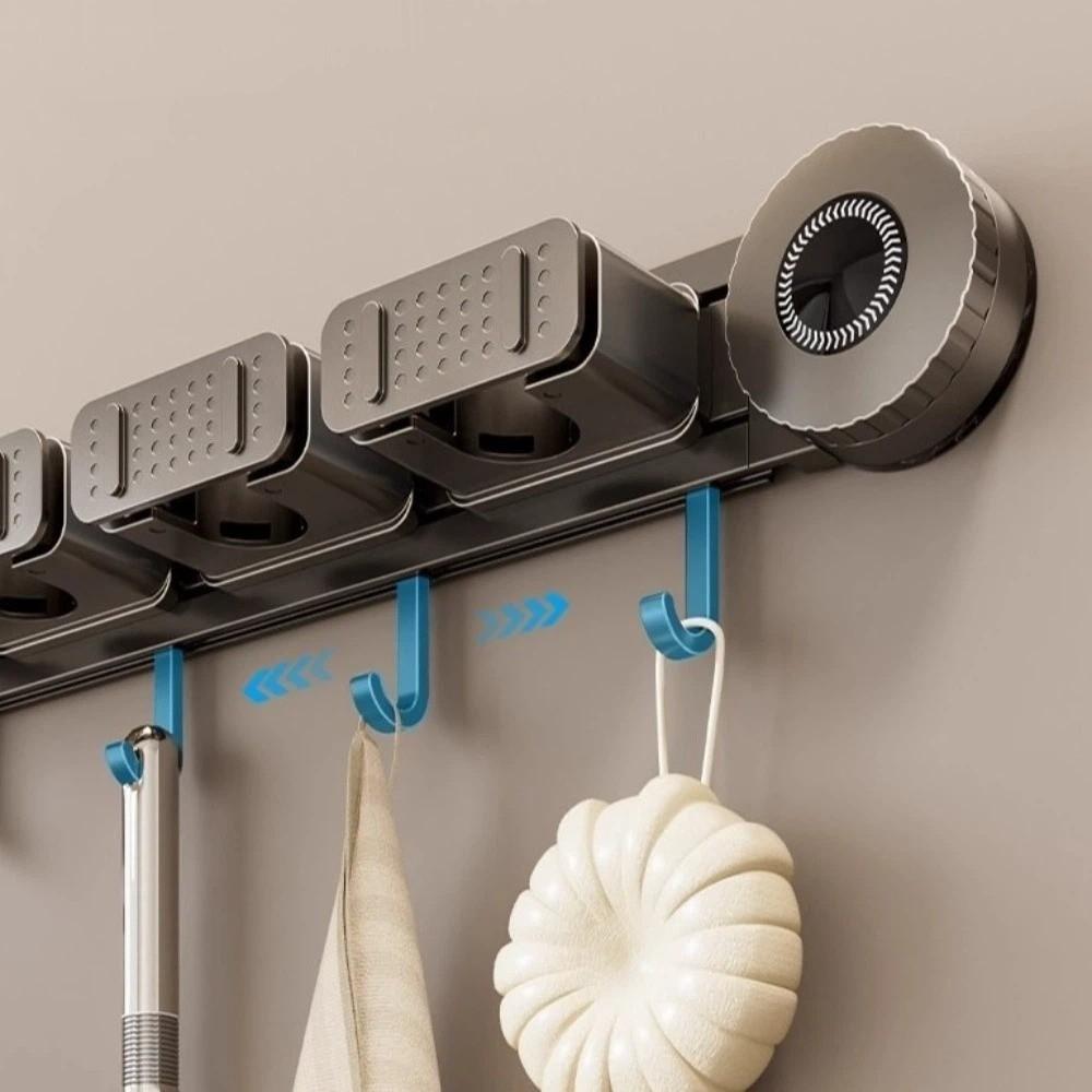 Moisture-Proof Suction Cup Mop Holder Space Aluminum Mop Clip Rack Storage Rack  Household Storage