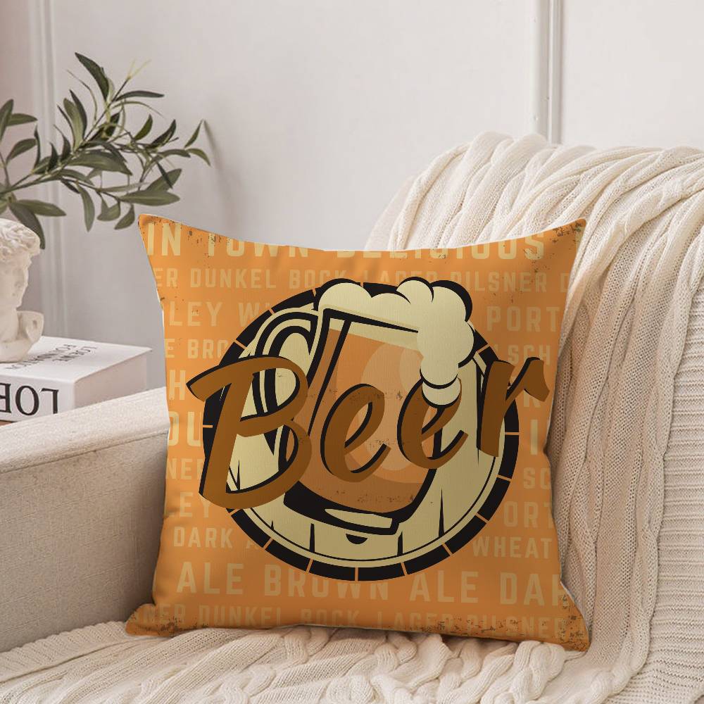 Beer Wine Retro Style Pillow Case Home Decor Throw For Sofa Bed Car Room Decor Gift Idea