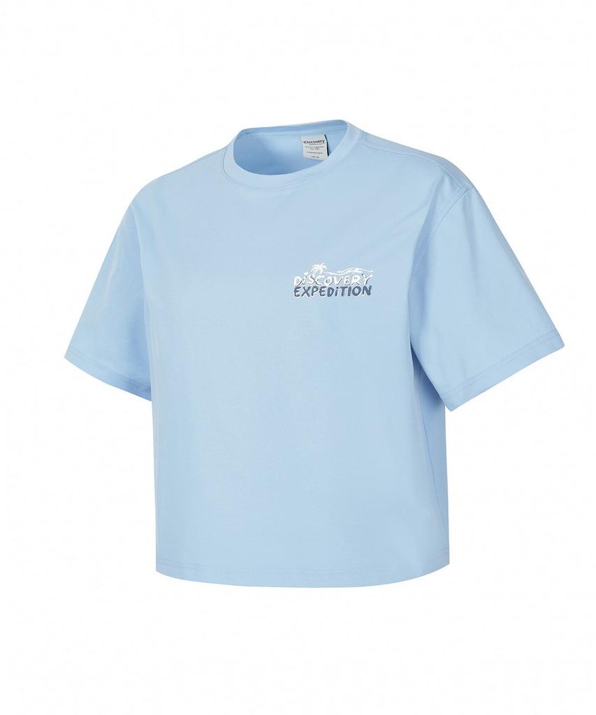 DISCOVERY EXPEDITION Women'S Essential Short Sleeve Crop Cover-Up (L/Blue)