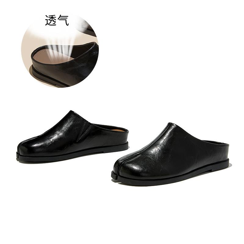 

The first layer of sheepskin insoles sub-toe shoes spring and summer new flat-bottomed pig s trotters slippers casual versatile bag head sandals women 35 чёрный