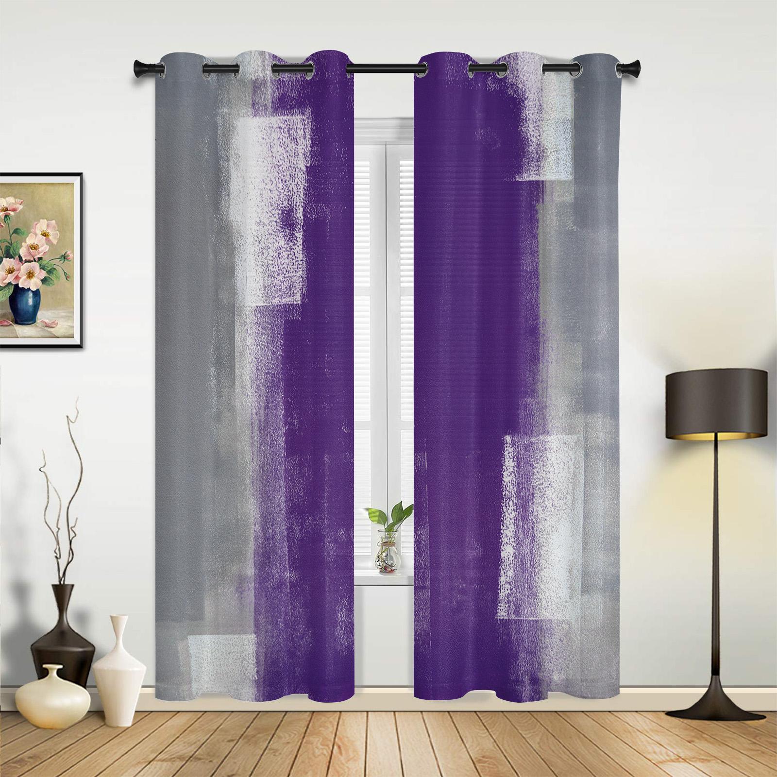 

Orange Gray Abstract Oil Painting Texture Curtains Bedroom Living Room Drapes Kitchen Kid Window Curtain Home Decor Polyester Perfect For Sitting W100*H130(CM)-Rod Pocket&2PCS