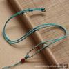 Hand-Woven Ribbed Jade Amber Pendant Necklace Rope