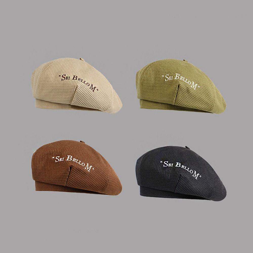 

Korean Style Letter Beret Embroidery Painter Hat Fashion Octagonal Hat Travel
