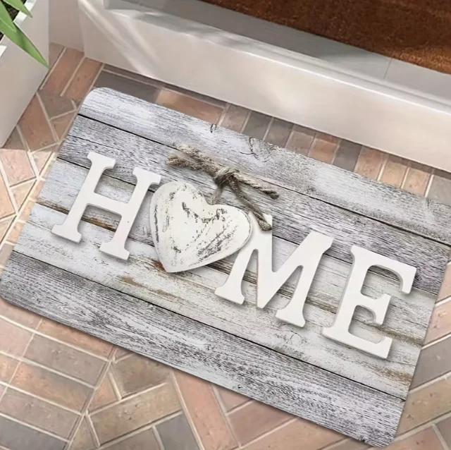 Fashionable Wood Grain Printed Door Mat English Carpet Suitable Front Door Entrance Living Room Bedroom Retro Home Decoration
