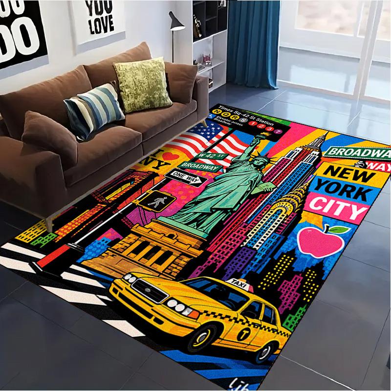 New York City Pop Art Carpet Rug for Living Room Bedroom Home Sofa Decoration,Kids play Non-slip Floor Mat
