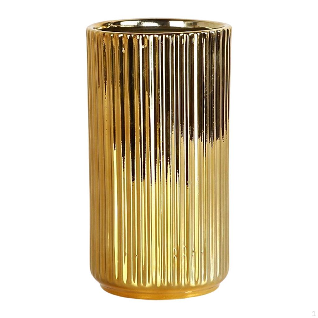 Goldene Keramik Blumenvase Zylinder Topf Bauernhaus Geschenk Minimalistischer Pflanzenhalter Blumenarrangement für