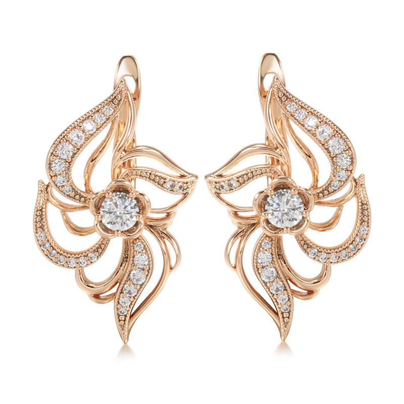 

Personalized fashion zircon earrings simple design sense hollow flower women s earrings