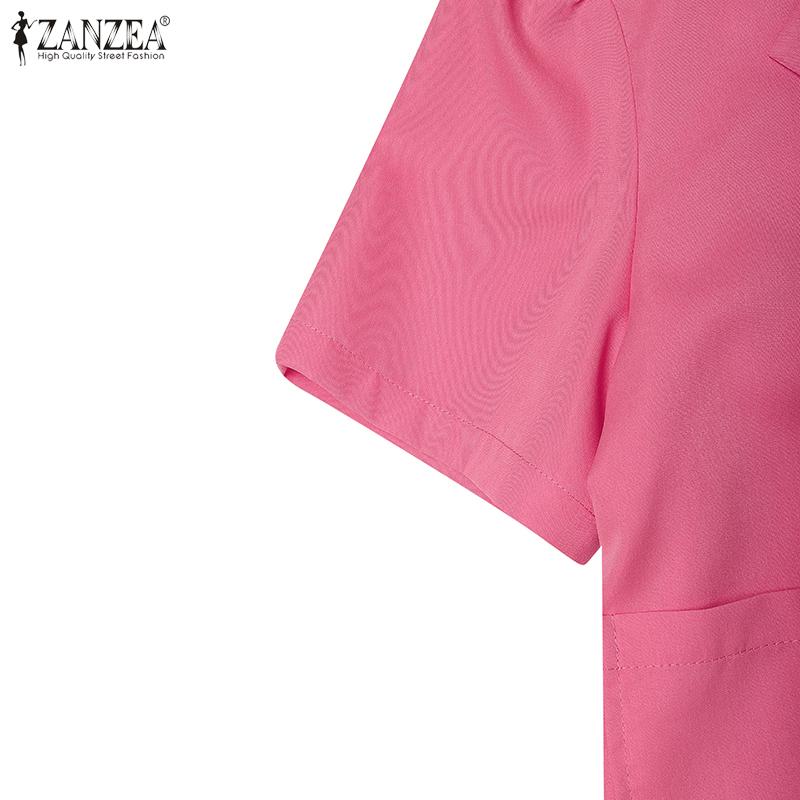ZANZEA Women Casual Notched Lapel Summer Short Sleeve Cardigan Tops