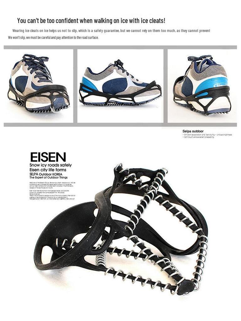 Selpa Urban Thickened Anti-Slip Ice Cleats for Mountaineering and Snow Spikes Overshoes.