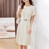 Sentubila Design-inspiriertes Patchwork-Kleid, Sommerliches elegantes Faltenrockkleid, Kleines Midikleid, Aprikosenfarbe