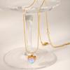 Fashion Gold Heart Pendant Necklace with Natural Moonstone for Women Trendy Collarbone Chain