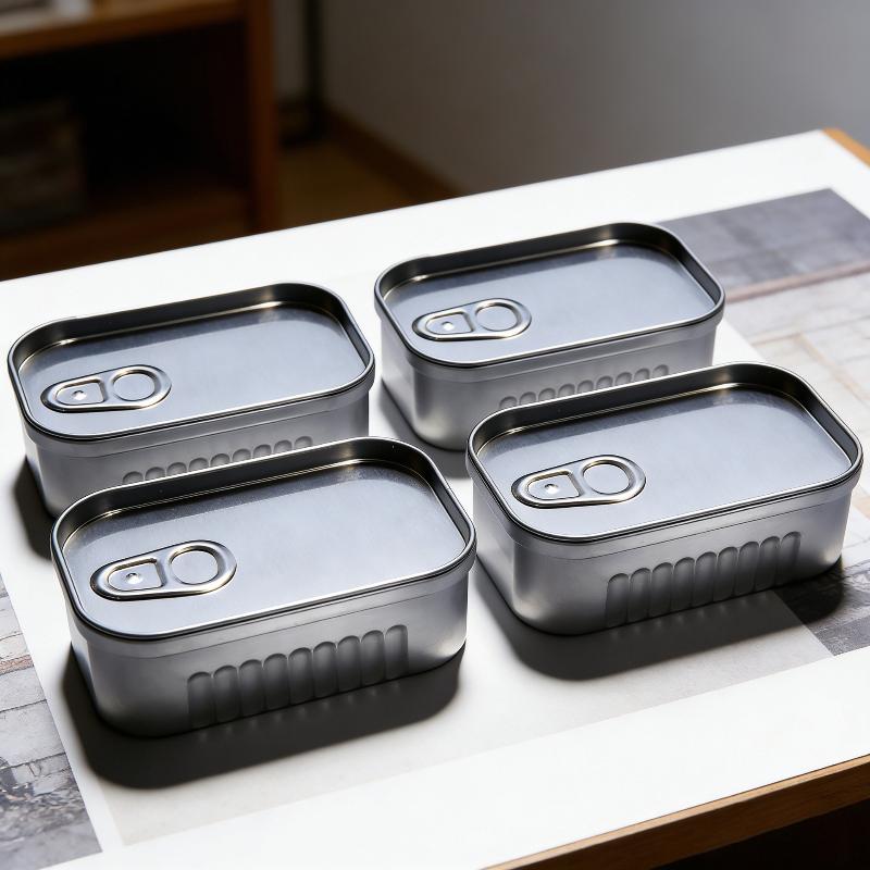 

1Pcs Sardine Can Shaped Storage Tin Box Portable Tinplate Material Sealed Jar With Lid For Storing Small Items Household Goods onesize