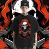 Skulls T Shirt Oversized Loose Round Collar Tshirt Harajuku Unisex T-sh Causal Tees Comfortable Rapper Clothes