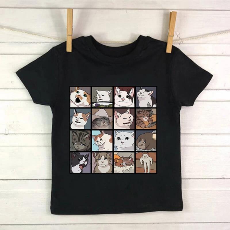 Japanese Anime Kid T Shirt Cat Kawaii Manga Children T-shirt Kids Clothes Tshirt Tops Tee Boys Girls Tee Baby Cute Y2k