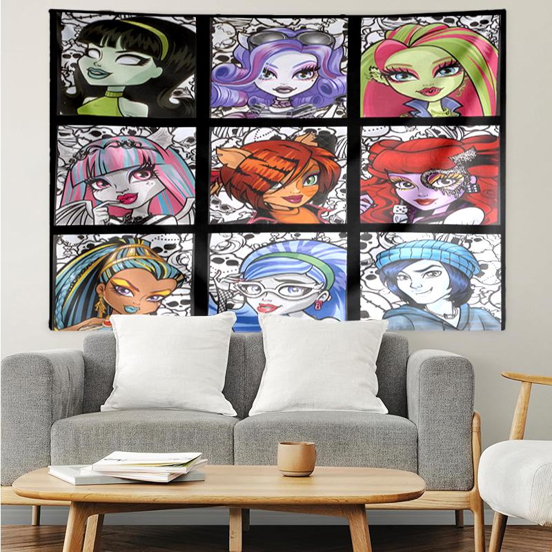 Monster-High Party Tapestry Hanging for Bedroom,Livingroom, Playroom,Decor Art Room Wall Tapestry Holiday and Birthday Gifts