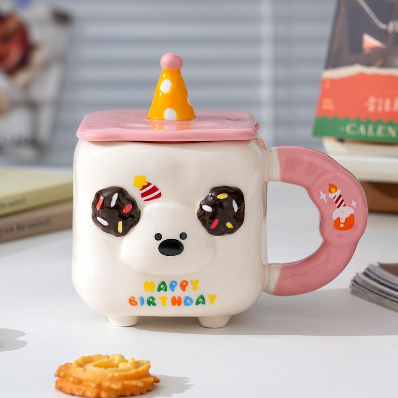 Wind High-Value Ceramic Cup With Lid Gift Box Cute Office Couple Water Cup Creative Souvenir