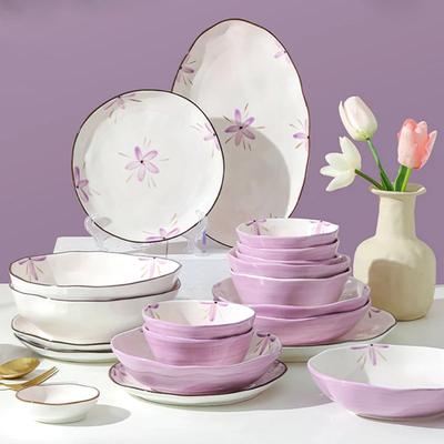 Farfurie din ceramică mov romantică Restaurant ușor de lux Farfurie cu salată cu fructe Bucătărie acasă Farfurie cu paste Boluri rafinate cu orez