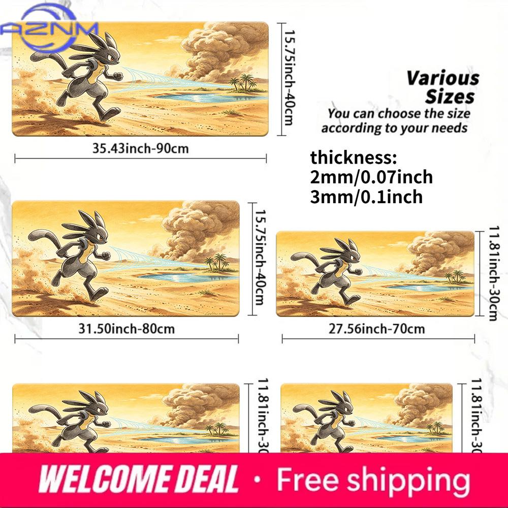 Lucario Desert Battle Gaming Mouse Pad with NonSlip Rubber Base 30x80x0.2cm