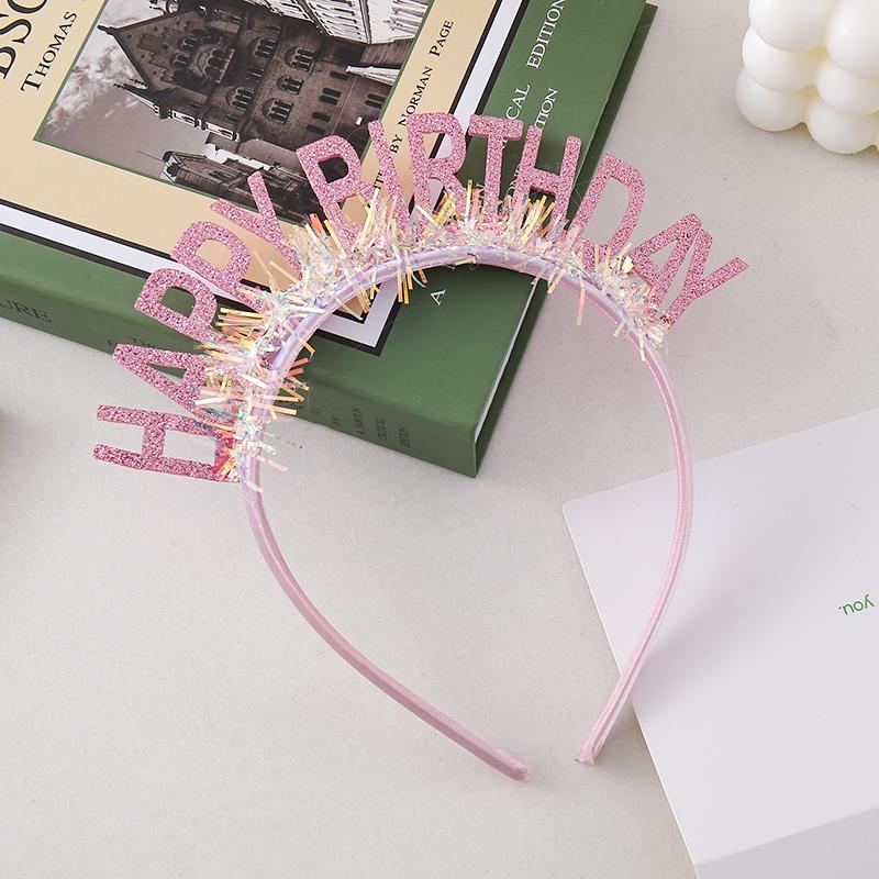 Large Korean-style Birthday Hat Glitter Happy Birthday Hair Band DIY Party Headwear Children Waterproof Plastic Indoor