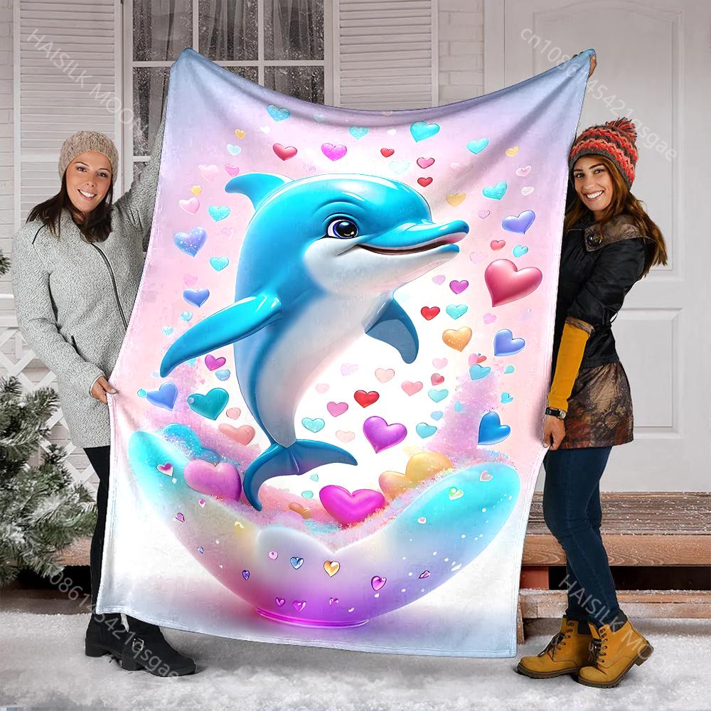 

1PC Dolphin Love art Print Warm and Comfortable Blanket for Adults and Children Luxury Gifts Perfect for Home Travel Camping 75x90cm