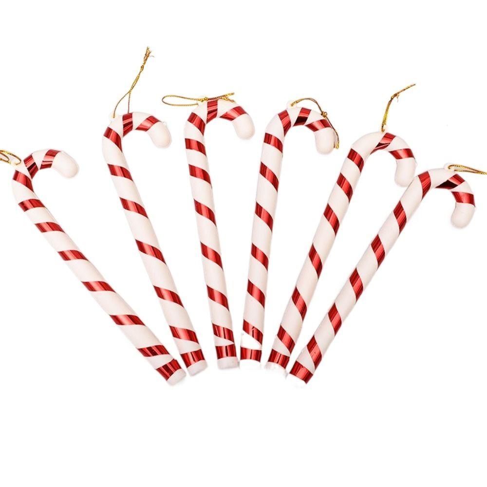 

6pcs Colored Twisted Crutch Cute Cane Pendant Party Supplies Candy Canes Pendant Shopping Mall 6pcs