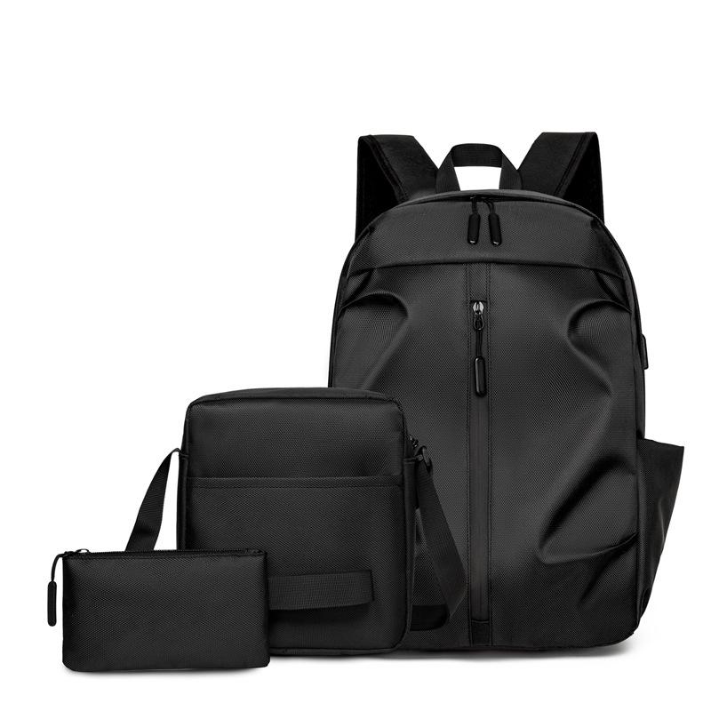 Men's Large Capacity Casual Backpack with Printed Logo, Double Straps, Laptop Compartment, Travel & School Use.