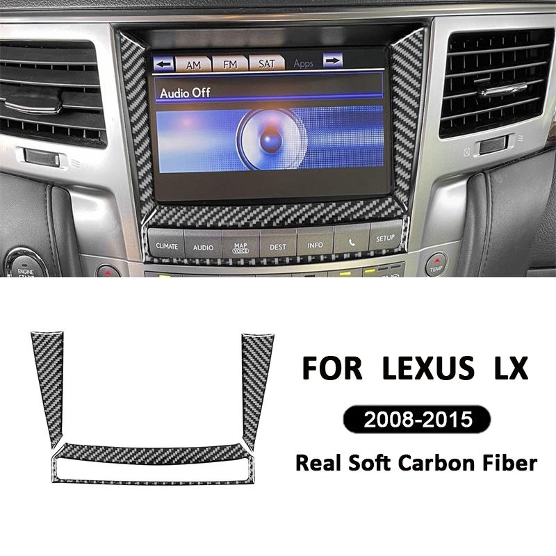 For Lexus LX 2008-2015 Carbon Fiber Auto Central Console GPS Navigation Screen Panel Buttons Frame Decoration Interior Sticker чёрный