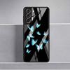 Funda de Cristal Mariposa Rosa Belleza Para Samsung Galaxy S22 S20 FE S21 Plus Cubierta de Teléfono S10 5G S9 Note 20 Ultra 10 Lite Carcasa