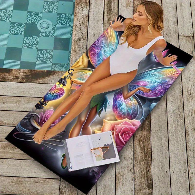 1pc Tinker Bell Fairy Polyester Beach Towel, 2D Printed, Year-Round Use, Lightweight/Quick-Drying/Soft, Beach/Camp/swim