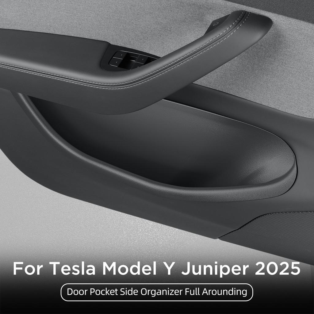 LUCKEASY for Tesla Model Y Launch 2025 Juniper Car Front Rear Door Holder Door Handle Storage Box Accessories Tray Organizer TPE