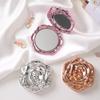 Portable Mini Mirror Retro Rose Flower Small Pocket Makeup Mirror Double Sided Hand Mirrors Compact Cosmetic Beauty Tool Gift