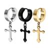 2 Pcs Circle Round Cross Earrings for Men Pendant Stud Earrings Punk Rock Captive Bead Male Earrings Jewelry