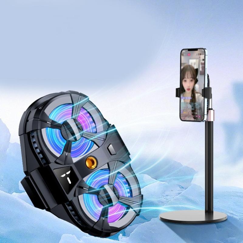 Semiconductor Cooling System 7-Blades Digital Display Radiator Phone Cooler Fan Clip Silent Heat Sink for Gaming Live