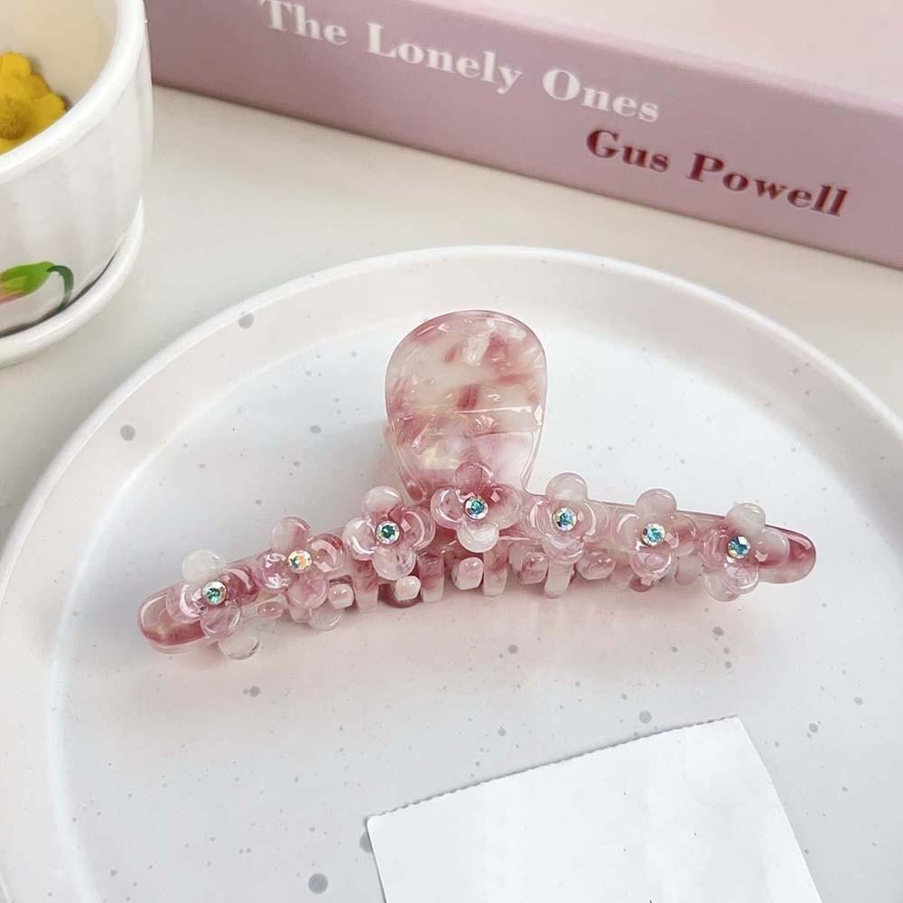 Korean Style Straight Line Shaped Shark Clip Elegant Acetic Acid Hair Claw Flower Hair Claw  Party