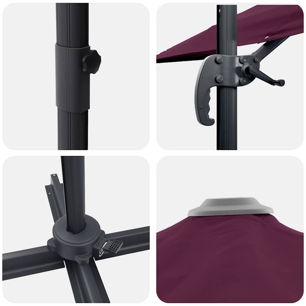 Roma Cantilever Umbrella Red 286 X 284 X 265 Cm Aluminium and Polyester