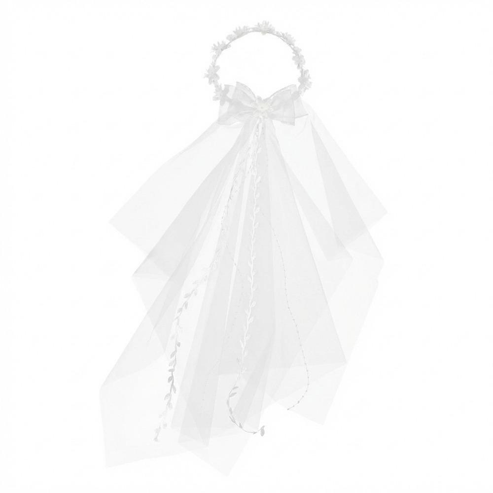Lightweight Bow Bridal Veil Soft Wedding Bow Headwear Sweet Garland Headband Wedding Party